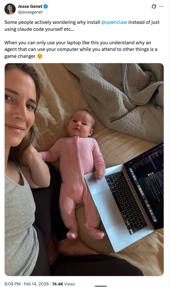 Jesse Genet tweet about OpenClaw